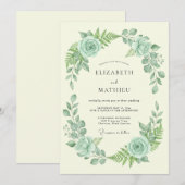 Mintgrüne florale Hochzeit Einladung (Vorne/Hinten)