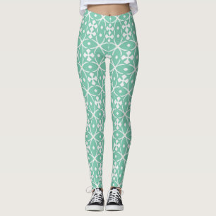 Mintgrüne geometrische Blumenleggings Leggings