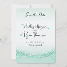 Mintgrüne Glitter Save-the-Date-Karte