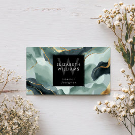 Mintgrüne goldene abstrakte Monogramm Visitenkarte