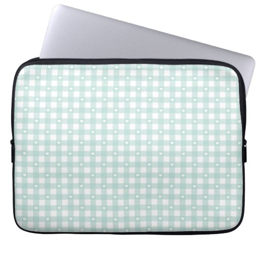 Mintgrüne Häkchen Laptopschutzhülle (Vorderseite)