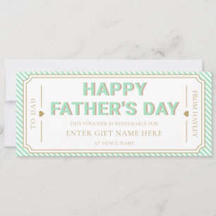 Mintgrüne Happy Father's Day Geschenkgutschein Kar Einladung