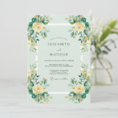 Mintgrüne lebhafte florale Hochzeit Einladung (Stehend Vorderseite)