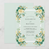 Mintgrüne lebhafte florale Hochzeit Einladung (Vorne/Hinten)