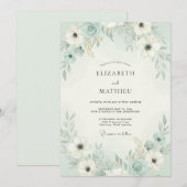 Mintgrüne luftige Blumenhochzeit Einladung (Vorne/Hinten)