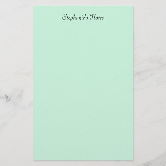 Mintgrüne Monogramm-Name Benutzerdefinierte Farbe Briefpapier (Vorderseite)