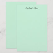 Mintgrüne Monogramm-Name Benutzerdefinierte Farbe Briefpapier (Vorne/Hinten)