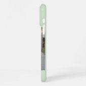Mintgrüne personalisierte Namen Initialen Ein Foto iPhone Hülle (Linke Seite)