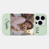 Mintgrüne personalisierte Namen Initialen Ein Foto iPhone Hülle (Rückseite (Horizontal))