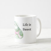Mintgrüne Rosa Mütze Das Leben ist süß Kaffeetasse (VorderseiteRechts)