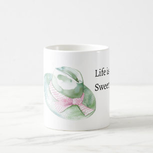 Mintgrüne Rosa Mütze Das Leben ist süß Kaffeetasse
