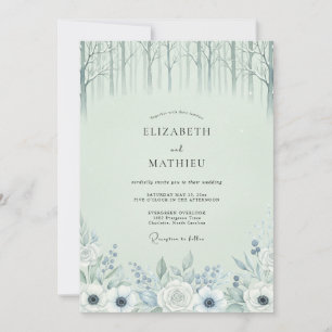 Mintgrüne ruhige Waldhochzeit Einladung
