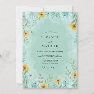 Mintgrüne ruhige Wiesenhochzeit Einladung