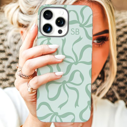Mintgrüne Schleifenmonogramm Case-Mate iPhone Hülle