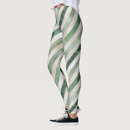 Mintgrüne Streifen Leggings (Links)