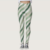 Mintgrüne Streifen Leggings (Vorderseite)