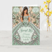 Mintgrüne Sweet 16 Feier Karte (Gelbe Blume)