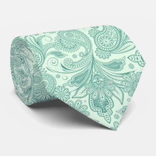 Mintgrüne Töne Vintage-Ornament-Paisley Krawatte