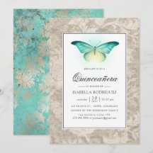 Mintgrüne und Perlen-Damaskus-Quinceañera