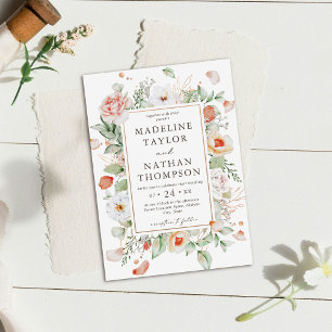MINTGRÜNE UND PFIRSICHFARBENE BLUMENHOCHZEITSEINLA EINLADUNG
