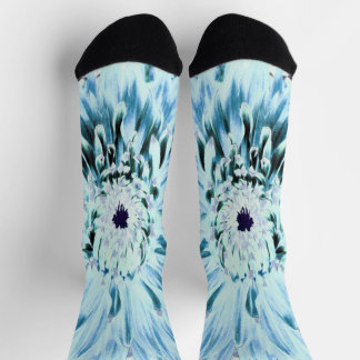 Mintgrüne und Türkisfarbene Dahlienblume Socken