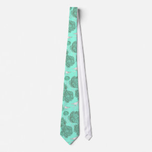 Mintgrüne vintage Blumen Krawatte