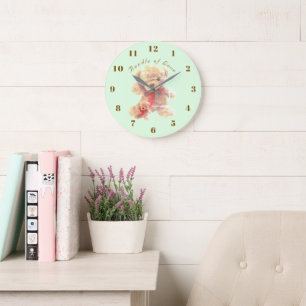 Mintgrüne Vintage-Teddybär-Kinderzimmer Große Wanduhr