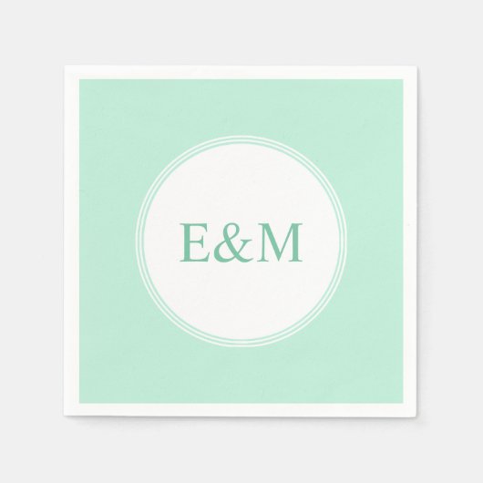 Mintgrüne Vorlage modernes elegantes Monogramm Serviette (Vorderseite)