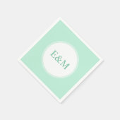 Mintgrüne Vorlage modernes elegantes Monogramm Serviette (Ecke)