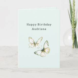 Mintgrüne weiße Schmetterlinge Geburtstag Karte