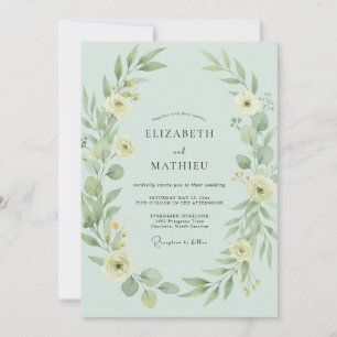 Mintgrüne zarte Wiesenhochzeit Einladung