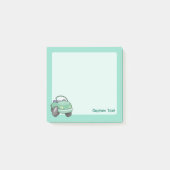 Mintgrüne Zeichentrick-Auto Post-it Klebezettel (Vorderseite)