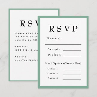 Mintgrüne zeitlose Hochzeits-RSVP RSVP Karte