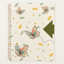Mintgrüner Ästhetik-Schmetterling-Planer-Notizbuch