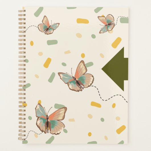 Mintgrüner Ästhetik-Schmetterling-Planer-Notizbuch Planer (Vorderseite)