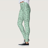 Mintgrüner Batik-Boho-Stil Blumen-Paisley-Muster Leggings (Links)
