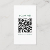 Mintgrüner Botanischer Leave a Review QR-Code Visitenkarte (Vorderseite)
