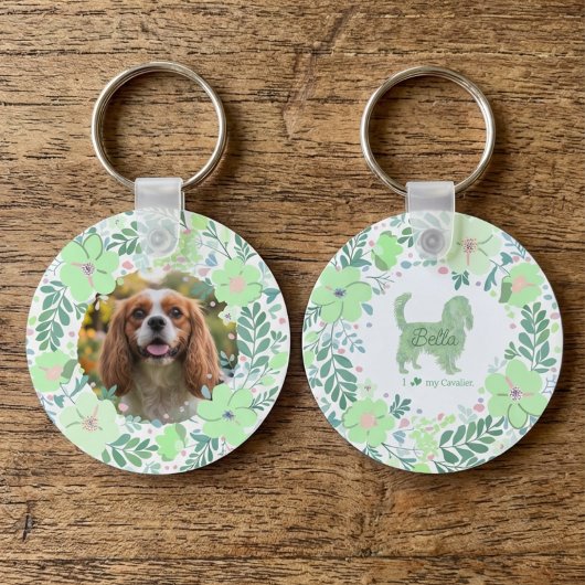 Mintgrüner Cavalier King Charles Spaniel personali Schlüsselanhänger