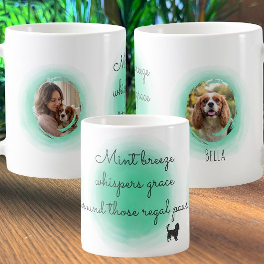 Mintgrüner Cavalier King Custom-Foto Kaffeetasse