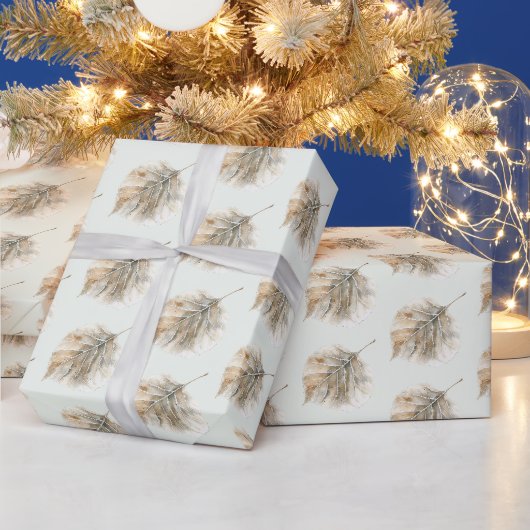 Mintgrüner Champagner Goldene Blätter Weihnachten Geschenkpapier (Feiertage)