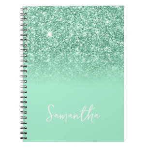 Mintgrüner Glitter Ombre Name Notizblock