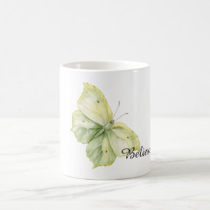 Mintgrüner Schmetterling Glaubt Kaffeetasse
