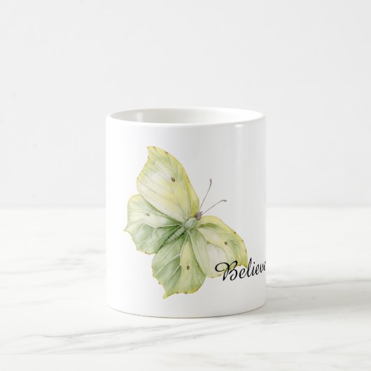Mintgrüner Schmetterling Glaubt Kaffeetasse (Mittel)