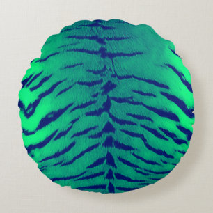 Mintgrüner Tigerskin-Druck Rundes Kissen
