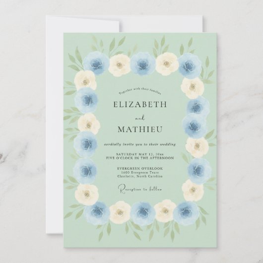 Mintgrüner Traumhochzeit im Frühling Einladung (Vorderseite)