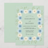 Mintgrüner Traumhochzeit im Frühling Einladung (Vorne/Hinten)
