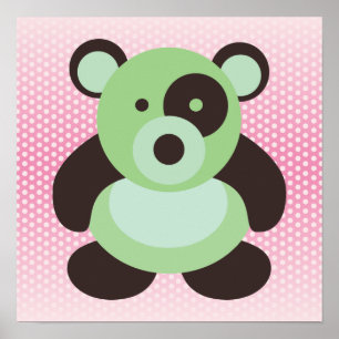 Mintgrüner und rosa Baby-Panda-Bär Poster