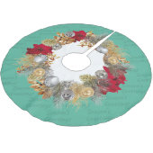 Mintgrüner Weihnachtskranz Polyester Weihnachtsbaumdecke (Schrägansicht)
