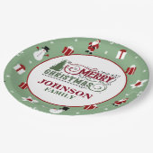 Mintgrüner Weihnachtsmann Weihnachtsessen Pappteller (Schrägansicht)