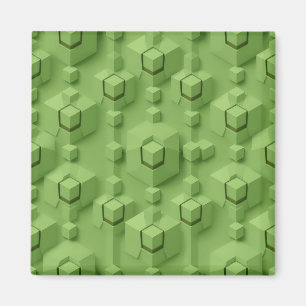 Mintgrünes 3D-isometrisches Würfelmuster Magnet